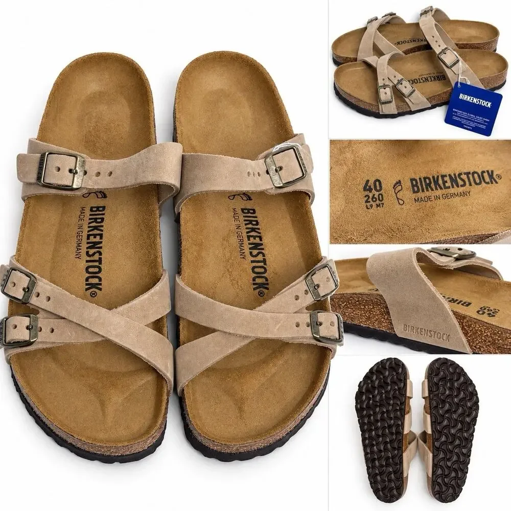 Birkenstock NEW No BOX Franca Sandals Slides Brown 40 Leather Womens Ladies